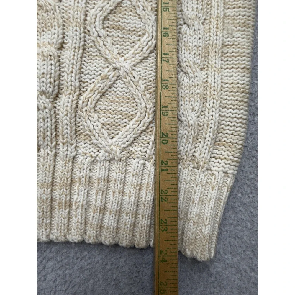 Vintage Montgomery Ward Sweater Mens Large Beige Cable Knit Crewneck Pullover
